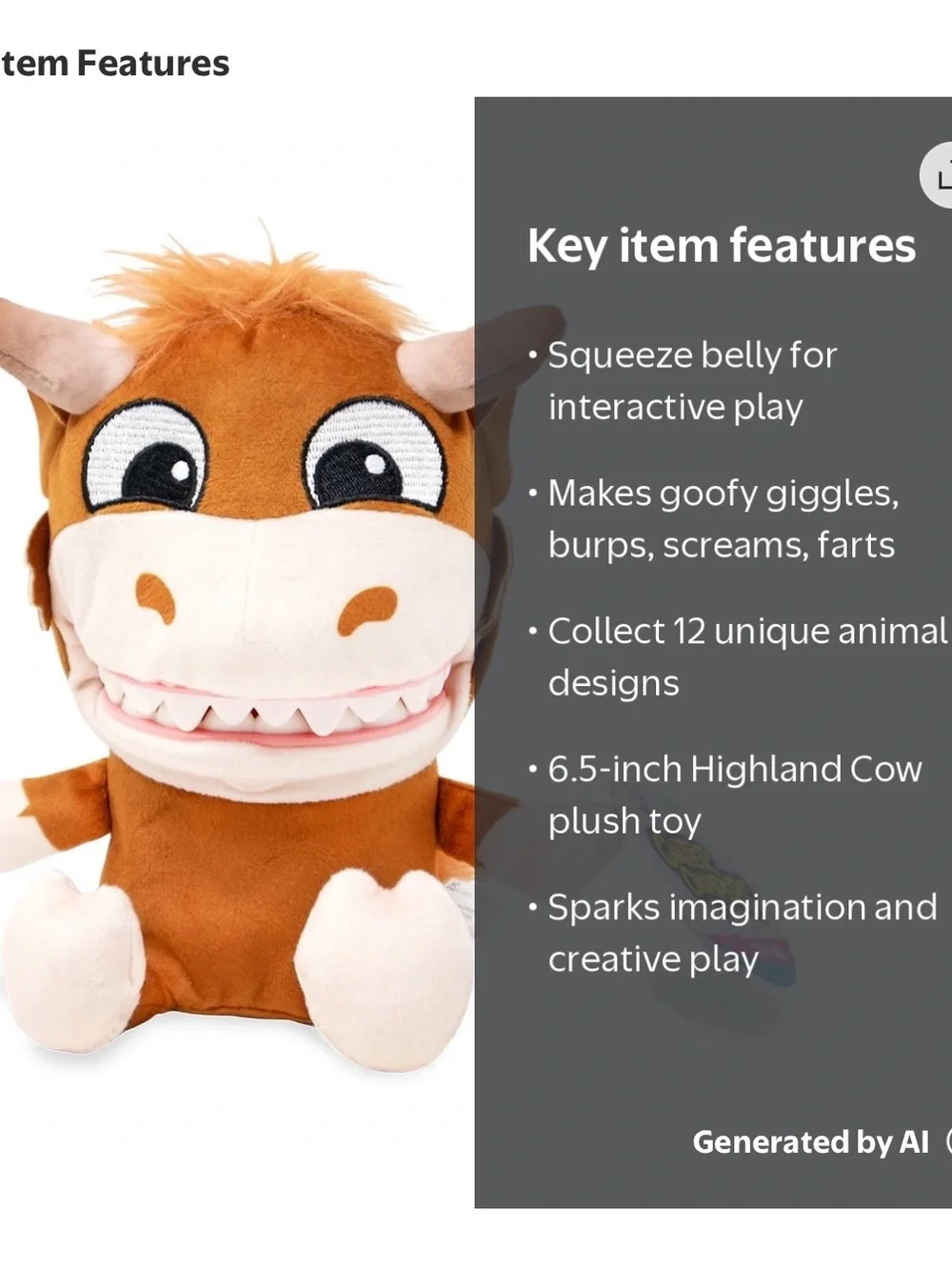 Chatter Chompers Highland Cow Plush 6.5